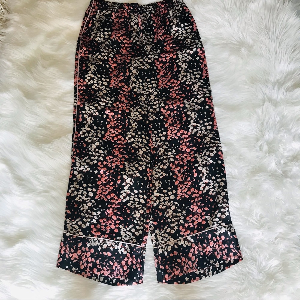 Victoria Secret Satin pajama pants sleep Black Floral Women's M